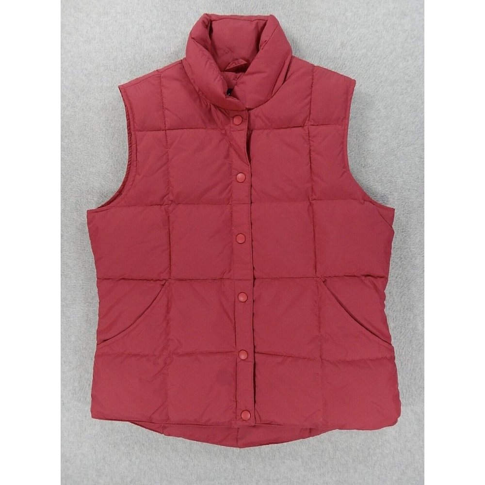 Lands End‎ Goose Down Quilted Jacket Vest (Women's Small 6-8) Dark Pink